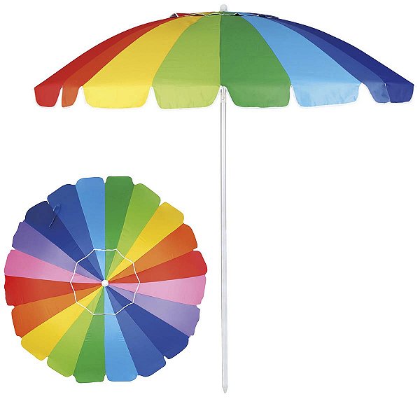 Guarda Sol Sky 100 Fps  2,20m Diametro Verão Praia Arco Iris