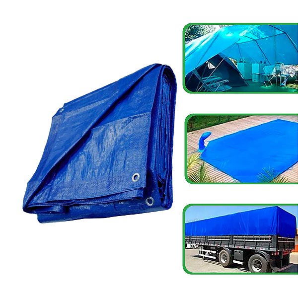 Lona Polietileno Impermeavel Reforcada 100 Micras 4x4m Azul