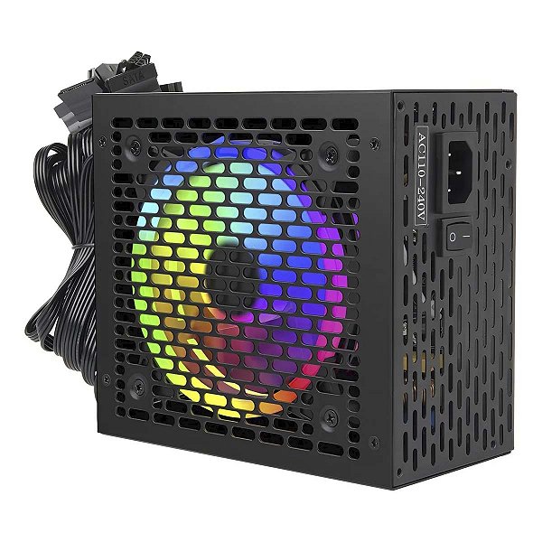Fonte New Hero Tesla Rgb 650w 80 Plus Bronze Pfc Ativo Preto