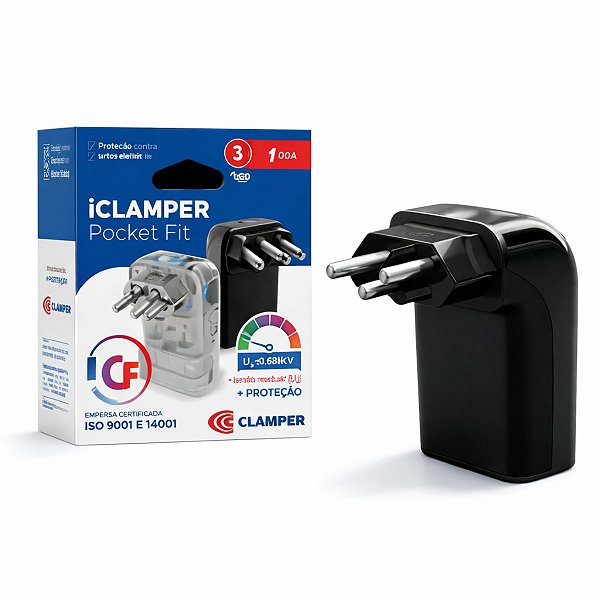 Protetor de Surto iClamper Pocket Fit 3P 10A LCF Preto