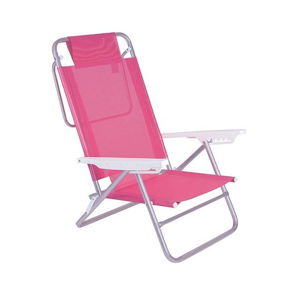 Cadeira Praia Reclinável 120kg Sumer Fashion Rosa Novidade
