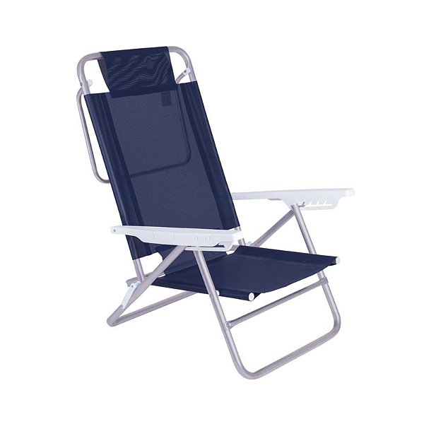 Cadeira Praia Reclinável 120kg Summer Fashion Azul Marinho