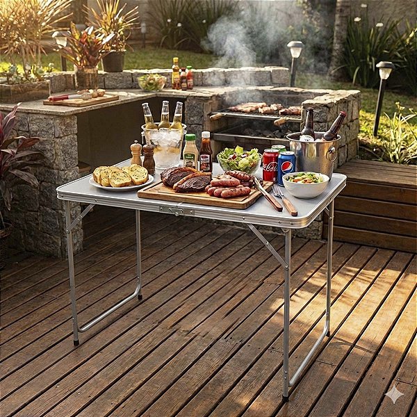 Mesa Portátil Com Alça 120x60cm 70cm De Altura Suporta 40kg