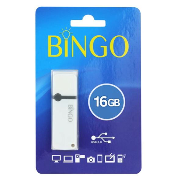 Pen Drive Bingo 16GB Branco USB 2.0 Armazenamento Seguro
