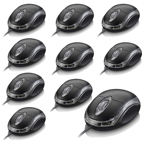 Mouse USB Óptico Knup 1200 DPI Preto 3 Botões Cabo 1,5m