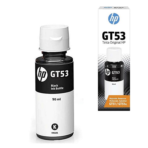 Refil De Tinta Garrafa 90ml Preto Gt53 (Substitui Gt51) Hp