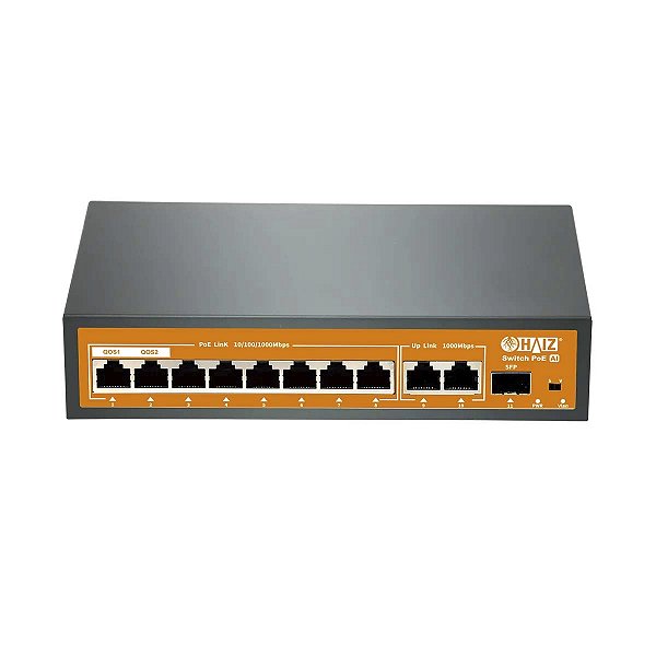 Switch Poe Haiz 8 Portas Gigabit Poe + 2 Uplink + 1 Sfp