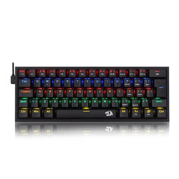 Teclado Gamer Mecânico Redragon Fizz Rainbow Switch Blue 60%