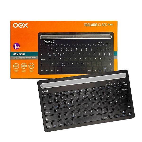 Teclado Sem Fio Recarregável para Tablet e Celular Oex TC502