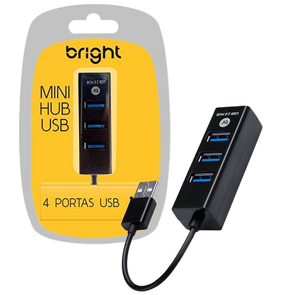 Hub Usb Mini 4 Portas Usb 2.0 Bright 0059 Plug And Play