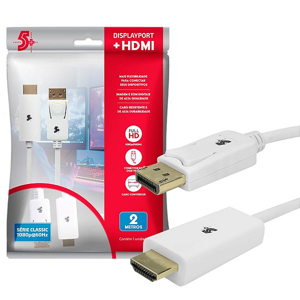 Cabo Displayport 1.2 Para Hdmi 2M C/ Trava Branco 075-8821