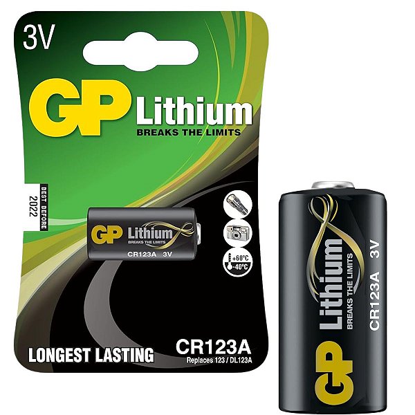 Pilha Bateria Cr123 3v Lithium GP Cartela Com 1 Gppcl123a002