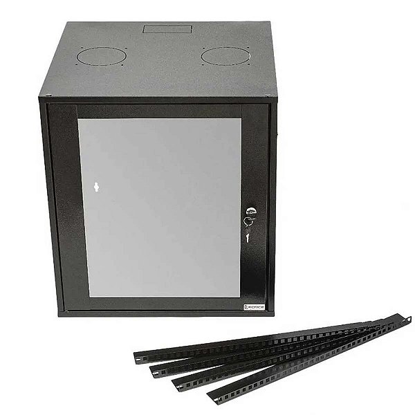 Rack Padrao 19 12u X 570mm Preto Visor De Acrilico Gforce