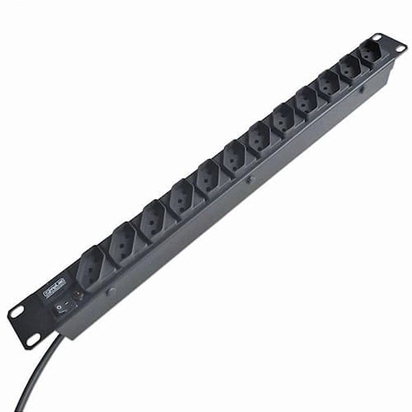 Regua P/ Rack 19 Pol 1U 12 Tomadas 10A Disjuntor F50122