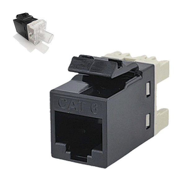 Keystone Seccon Seclan Rj45 Femea IDC Cat6 Fluke Rohs Preto