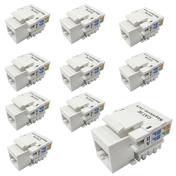 Kit 10 Conector Rede Keystone Fêmea Rj 45 Cat.5e Branco
