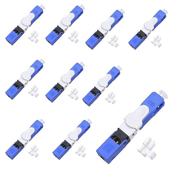 Kit 10 Conector Fibra Optica Reutilizável Sc/Upc Clip Esc