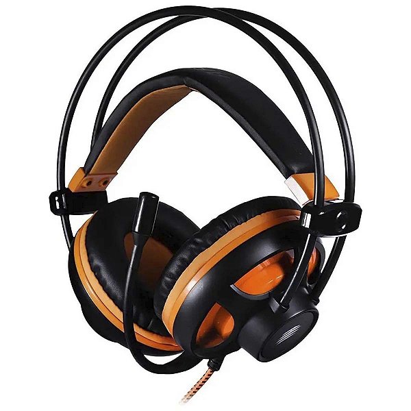 Headset Gamer OEX Argos 7.1 Led USB Preto e Laranja HS417