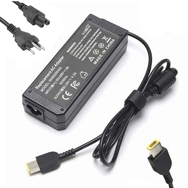 Fonte Carregador Para Lenovo Pino Retangular 90w 20v 4,5a