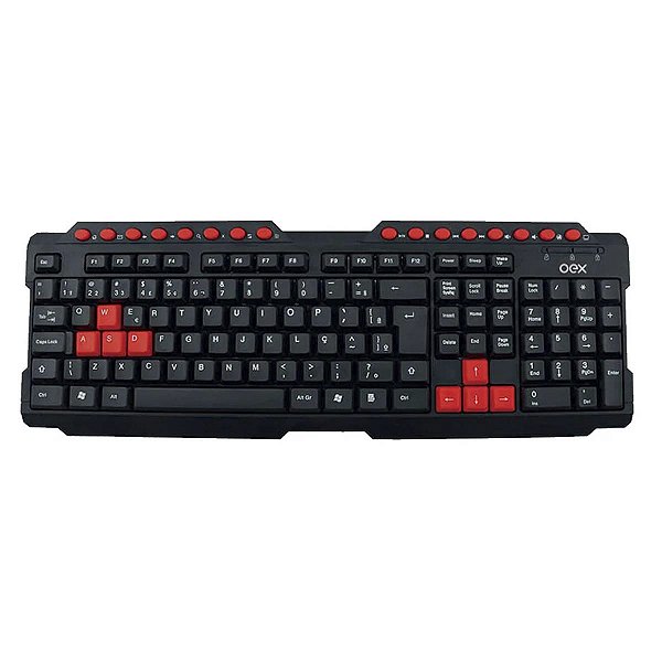 Teclado OEX Action TC200, USB, ABNT2, Preto E Vermelho