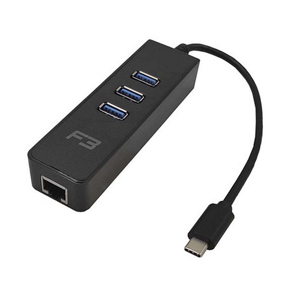 Cabo Adaptador Hub Usb-C 3.1 Com 3 Portas 3.0 Rede Gigabit