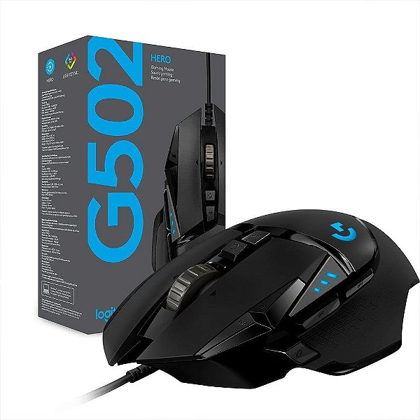 MOUSE LOGITECH RGB GAMER G502 HERO USB 16000 DPI 11 Botões