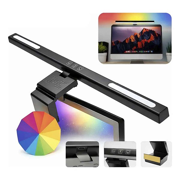 Luminaria Barra Led Rgb Para Monitor E Notebook Rgb 40cm
