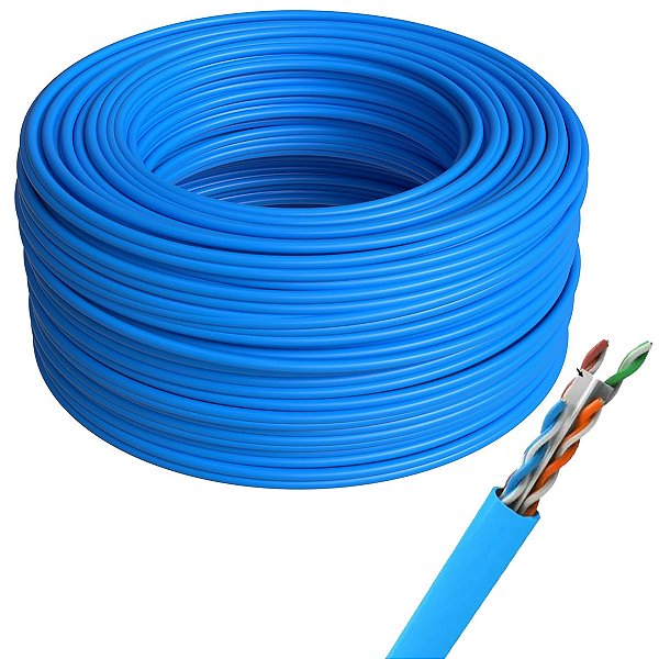 Cabo de Rede Cat6 Cobre Utp 4 Pares Azul 100 Metros Gigabit