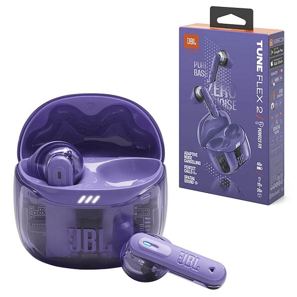 Fone De Ouvido Bluetooth Jbl Tune Flex 2 Ghost Edition Roxo