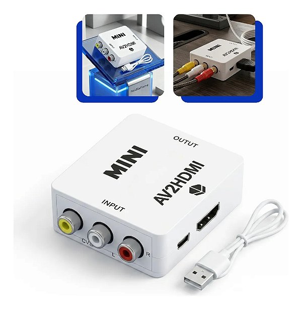 Conversor Av Rca Para Hdmi 1080P Alimentação Usb Ps2 Na Tv