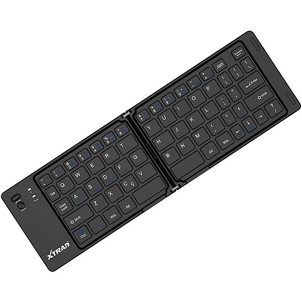 Mini Teclado Sem fio Bluetooth Dobrável Recarregável Preto