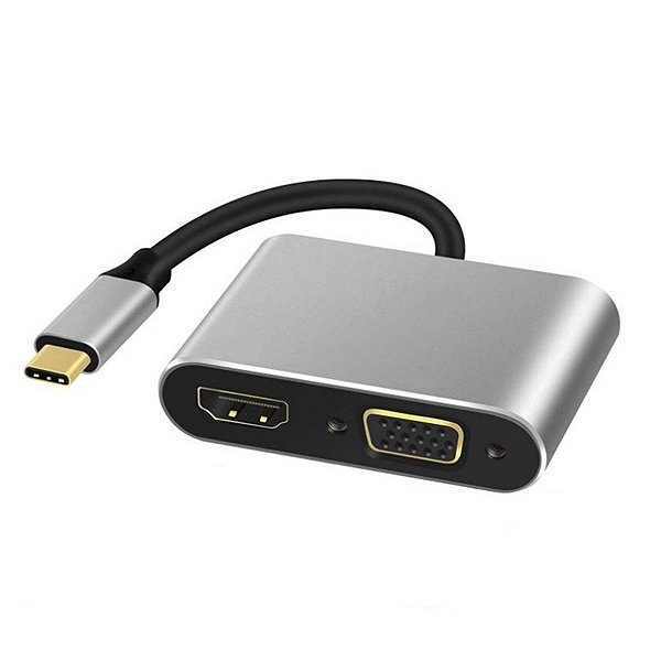 Cabo Adaptador Usb C Tipo-c 2x1 Hdmi Vga Smartphone Note