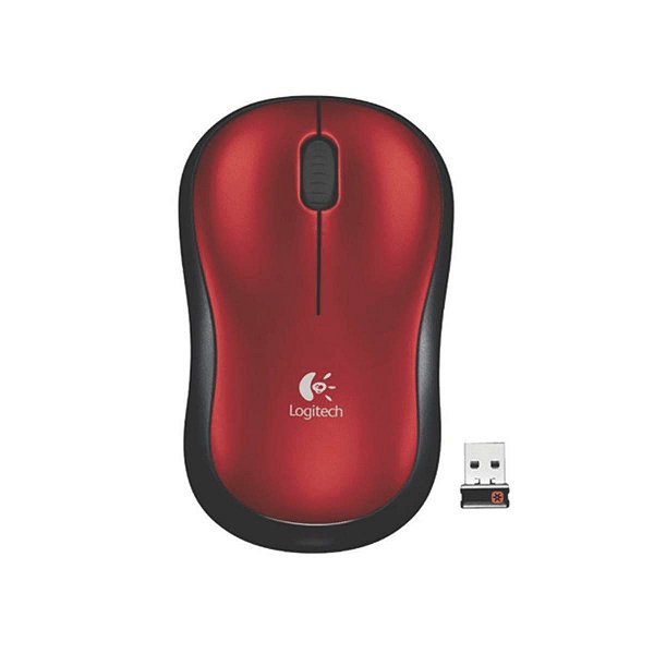 Mouse Logitech Mini Wireless M185 Preto/vermelho