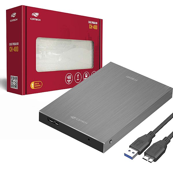 Case Para HD SSD Sata 3 Externo 2,5" 6Gbs USB 3.0 Prata