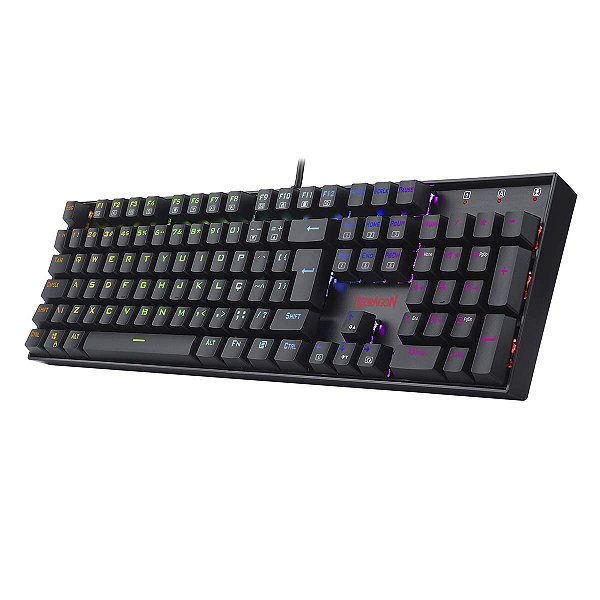 Teclado Mecanico Redragon Mitra Rgb Full Preto Switch Azul