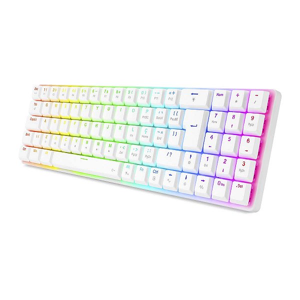 Teclado Mecanico Redragon 75% Ashe Rgb Branco Switch Marrom