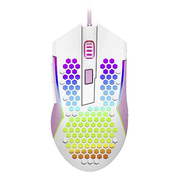 Mouse Redragon Reaping Elite 32.000 Dpi Rgb Branco Com Rosa