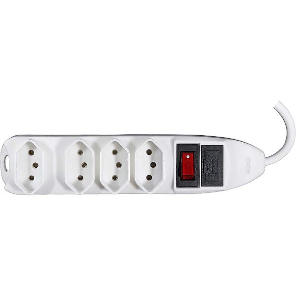 Filtro de Linha 4 Tomadas Bivolt TM102 Branco OEX
