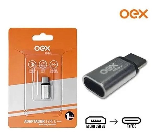 Adaptador Type C Ad202 Micro Usb Para Usb-C Prata Oex