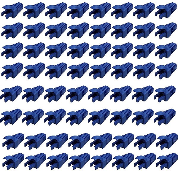 Kit 100 Capas Para Plug Conector Rj45 Trava Interna Azul