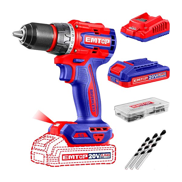 Furadeira Parafusadeira De Impacto Sem Fio 20v 2000Rpm Emtop