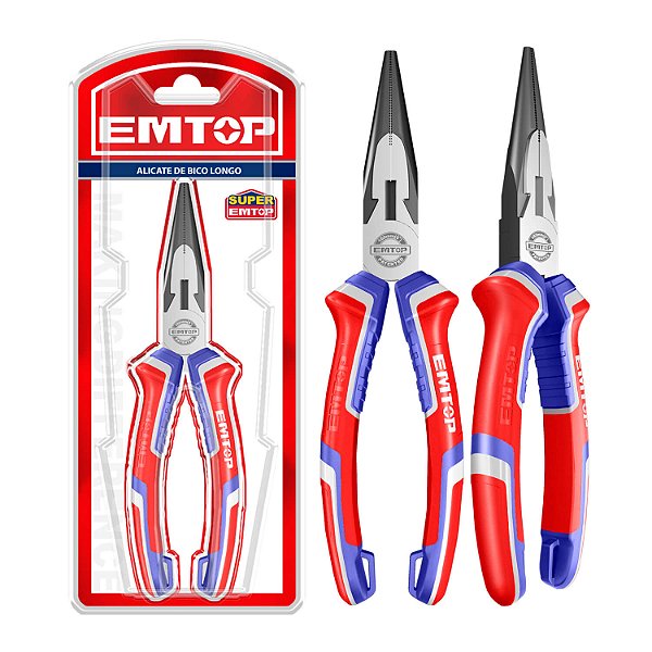Alicate De Bico Longo Emtop 6" Aço Carbono 160mm Emtop