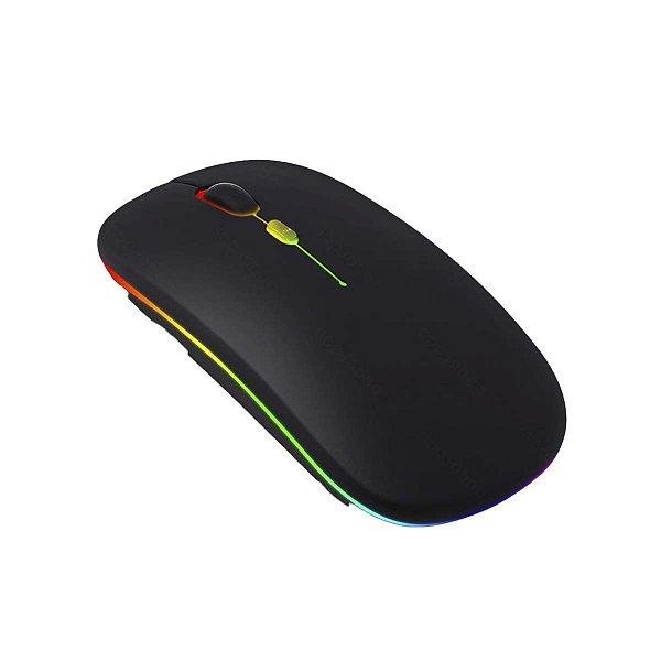 Mouse Gamer Sem Fio RGB Recarregável Wireless Ou Bluetooth