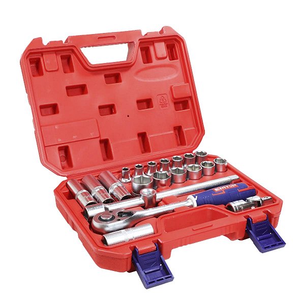 Kit Chave Soquete Catraca Cromo Vanadio 1/2 21 Peças Emtop