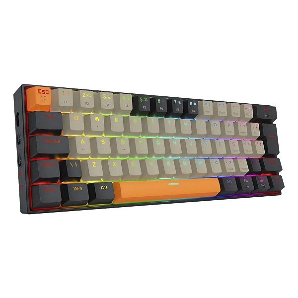 Teclado Mecânico Gamer Draconic Rgb Switch Marrom Sem Fio
