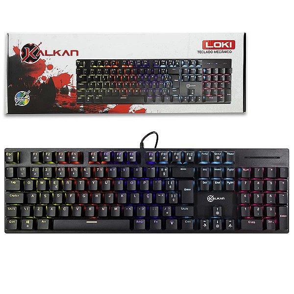 TECLADO MECANICO GAMER KALKAN LOKI PRETO KLK00013