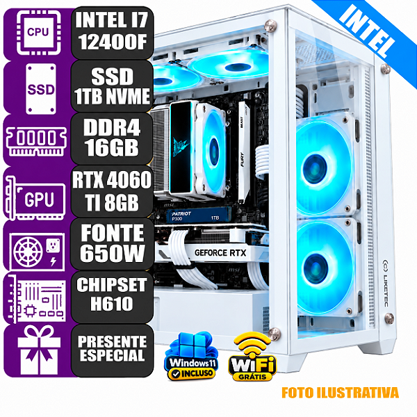 Pc Gamer Mdi Intel Core i5 12400F RTX 4060TI 8G 16G 1Tb Nvme