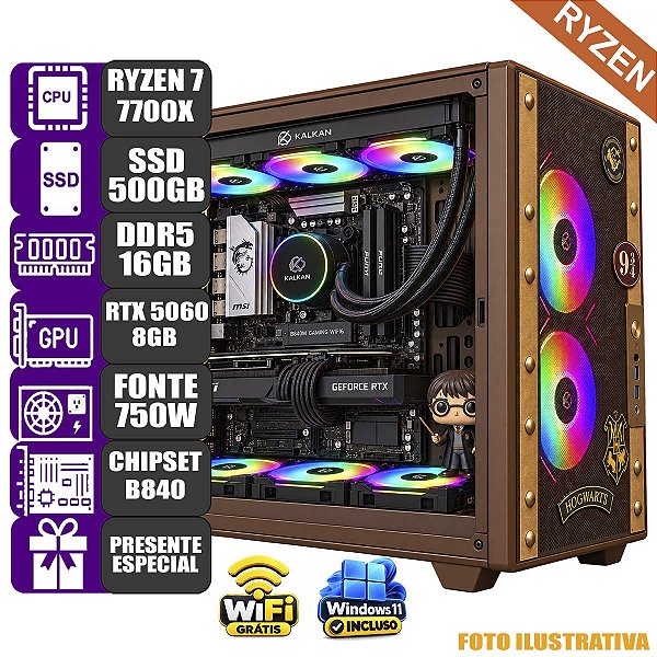 Pc Gamer Mdi HarryPotter Ryzen 7 7700X 16GB RTX5060 8GB 500G