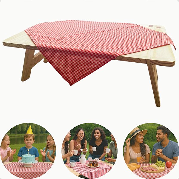 Mesa Piquenique Leve Dobrável Pinus Portátil