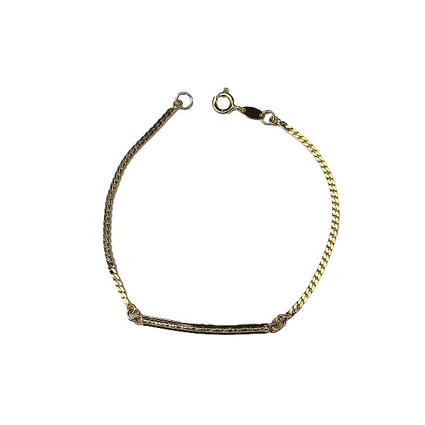 Pulseira Feminina Dourada com Plaquinha Fina - Manini Semijoias